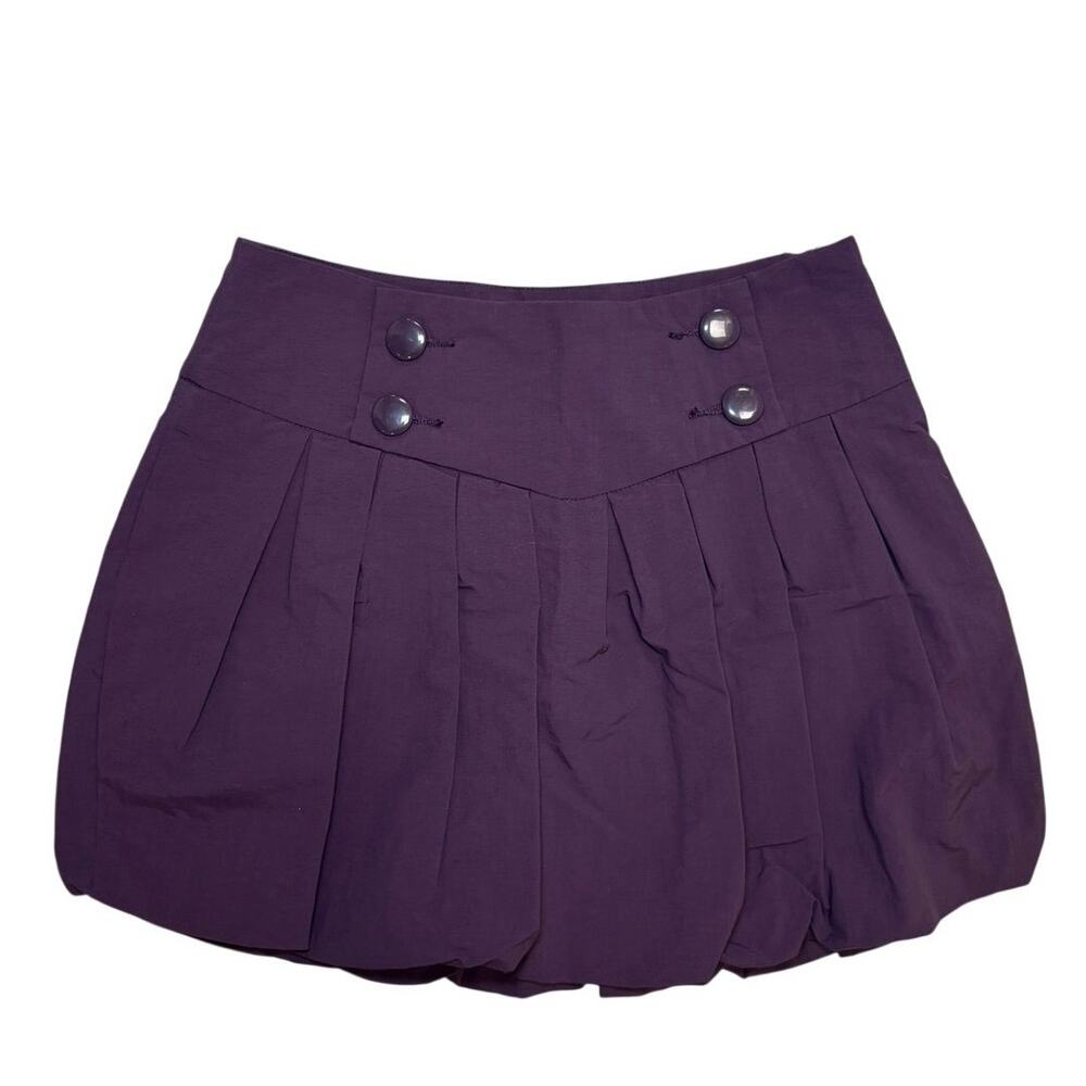 Purple Bubble‑Hem Skirt 💜 High‑Waist Look with Button Detail 💕 Size 0